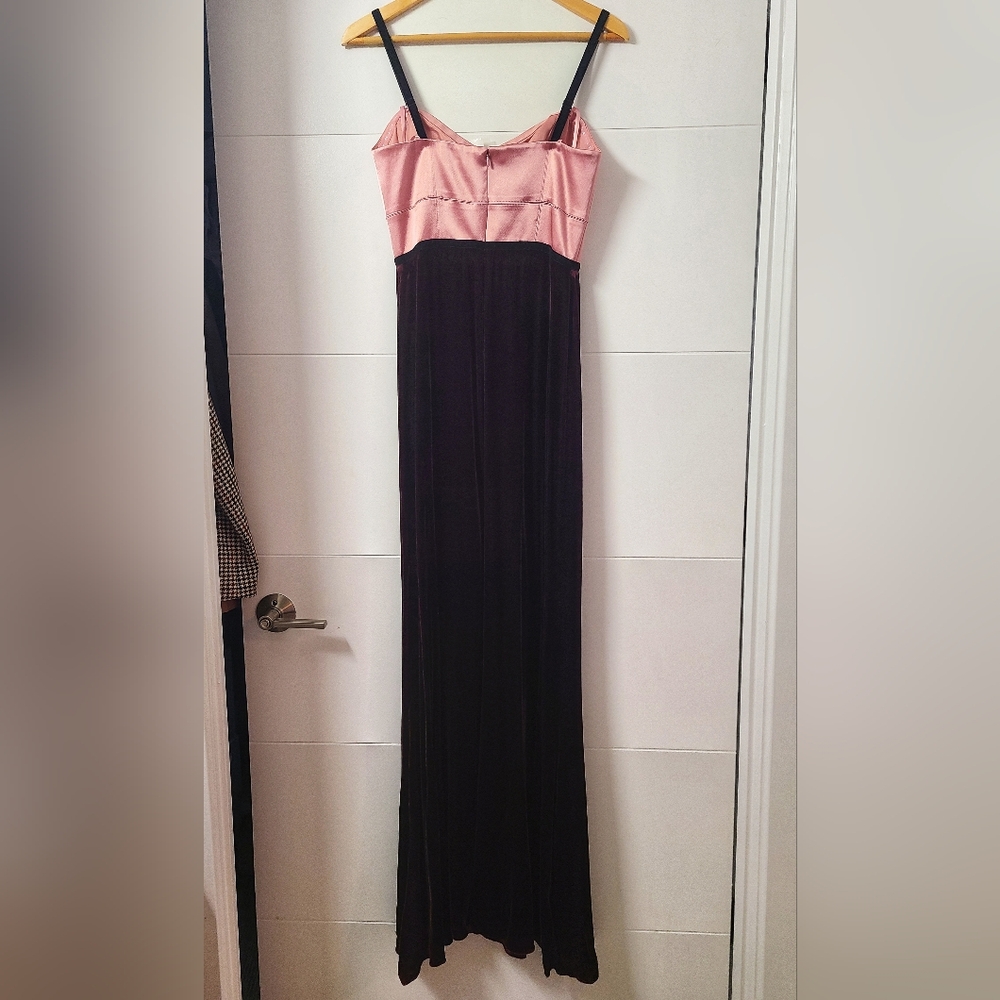 NWT Jill Stuart Strapless Two-Tone Silk Velvet Column Evening Gown - Picture 4 of 7